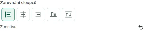 Zarovnání sloupců — Zarovnání sloupců nabízí začátek, střed, konec, účaří textu nebo roztažení v řádku.