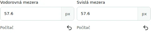 Vodorovná mezera / Svislá mezera — Vodorovné a svislé mezery: 0–512 px mezi sloupci nebo prvky. Nenahrazují vnitřní ani vnější odstupy.