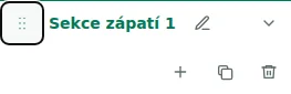 Move section — Tažením úchytu změňte pořadí sekcí nebo sloupců v jejich sekci. Pořadí se uloží do konceptu.