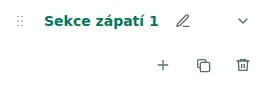Nastavení sekce — Vyberte zápatí a kliknutím na název sekce otevřete nastavení.