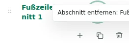 Einklappen / Erweitern — Einklappen blendet nur die Editorliste aus. Die Fußzeile im Shop bleibt sichtbar.