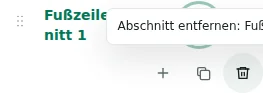 Zeile entfernen — Löschen verlangt eine Bestätigung. Prüfen Sie das angebotene Ziel für Inhalte; der letzte benötigte Container bleibt geschützt.
