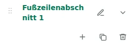 Abschnittseinstellungen — Wählen Sie die Fußzeile und klicken Sie auf den Abschnittsnamen, um dessen Einstellungen zu öffnen.