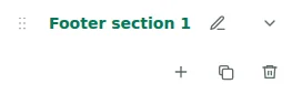 Section settings — Choose Footer and click a section or column name to open its settings. Clicking the name does not start renaming.