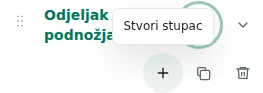 Stvori stupac — Plus stvara stupac: najviše 12 po odjeljku, 48 ukupno i 12 odjeljaka.