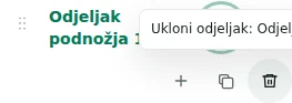 Ukloni redak — Brisanje traži potvrdu. Provjerite predloženo odredište sadržaja; posljednji potreban spremnik je zaštićen.