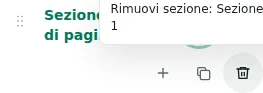 Rimuovi riga — L’eliminazione richiede conferma. Controlla la destinazione proposta per i contenuti; l’ultimo contenitore necessario è protetto.
