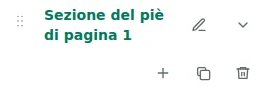 Impostazioni della sezione — Scegli il piè di pagina e fai clic sul nome della sezione per aprirne le impostazioni.