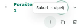 Sukurti stulpelį — Pliusas sukuria stulpelį: iki 12 skyriuje, 48 iš viso ir 12 skyrių.