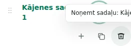 Noņemt rindu — Dzēšana jāapstiprina. Pārbaudiet piedāvāto satura galamērķi; pēdējais nepieciešamais konteiners ir aizsargāts.
