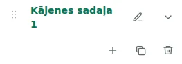 Sadaļas iestatījumi — Izvēlieties kājeni un noklikšķiniet uz sadaļas nosaukuma, lai atvērtu iestatījumus.