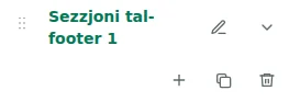 Settings tas-sezzjoni — Agħżel il-footer u kklikkja l-isem tas-sezzjoni biex tiftaħ is-settings.