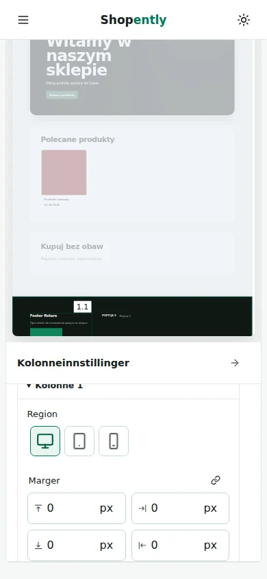 Mobil — Kontroller datamaskin, nettbrett, telefon samt lyst og mørkt tema før publisering. Å åpne innstillinger oppretter ingen overstyring.