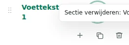 Inklappen / Uitklappen — Inklappen verbergt alleen de lijst in de editor. De voettekst blijft zichtbaar in de winkel.