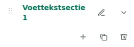 Sectie-instellingen — Kies de voettekst en klik op een sectienaam om de instellingen te openen.