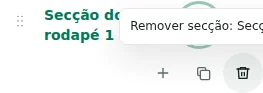 Remover linha — Eliminar exige confirmação. Verifique o destino proposto para o conteúdo; o último contentor necessário está protegido.
