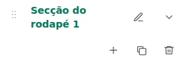 Definições da secção — Escolha o rodapé e clique no nome da secção para abrir as definições.