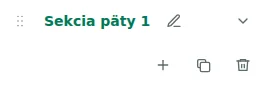 Nastavenia sekcie — Vyberte pätu a kliknutím na názov sekcie otvorte nastavenia.
