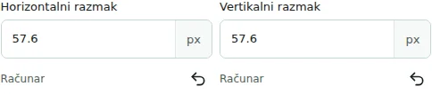 Horizontalni razmak / Vertikalni razmak — Vodoravni i uspravni razmaci: 0–512 px između kolona ili elemenata. Ne zamenjuju unutrašnje i spoljašnje razmake.