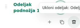 Ukloni red — Brisanje traži potvrdu. Proverite predloženo odredište sadržaja; poslednji potreban kontejner je zaštićen.
