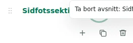 Fäll ihop / Expandera — Hopfällning döljer endast redigerarens lista. Butikens sidfot förblir synlig.