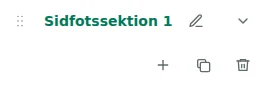Avsnittsinställningar — Välj sidfoten och klicka på sektionsnamnet för att öppna inställningarna.